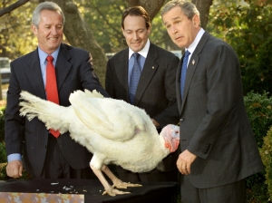 Bush daruje život krocanovi na Den díkůvzdání 2001.