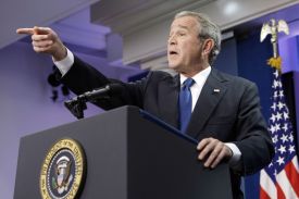 Prezident Bush na dnešní tiskové konferenci Prezident Bush na dnešní tiskové konferenci