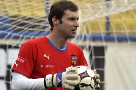 Petr Čech při tréninku s reprezentací.
