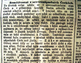 22. ř&iacute;jen, zemětřesen&iacute; v z&aacute;padn&iacute;ch Čech&aacute;ch.