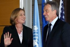 Tony Blair a izraelská ministryně zahraničí Cipi Livniová