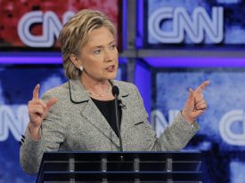 Hilary Clintonov&aacute; v televizn&iacute; debatě.