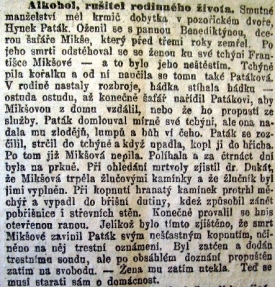 5.listopadu 1908. Alkoholické zprávy z venkova.