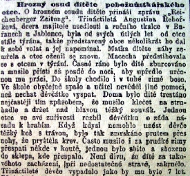 Listopad 1908, týrání dítěte.
