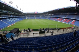 Stadion v Basileji, kde Če&scaron;i se &Scaron;v&yacute;carskem zah&aacute;j&iacute; &scaron;ampion&aacute;t.