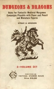 Obal originálních pravidel Dungeons & Dragons z roku 1974.