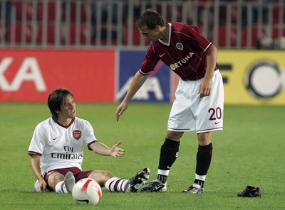 Tomáš Rosický v utkání jeho Arsenalu proti Spartě Praha. Tomáš Rosický v utkání jeho Arsenalu proti Spartě Praha.