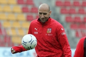 Jan Koller na tréninku reprezentace