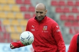 Jan Koller na tréninku reprezentace