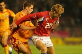 Jiří Jarošík v národním dresu v zápase proti Rumunsku.