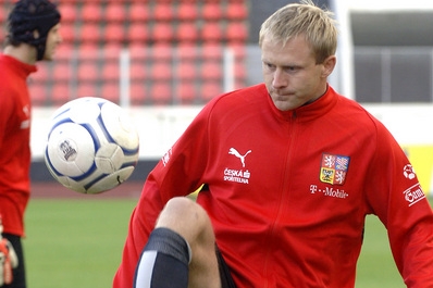 Stanislav Vlček v dresu fotbalové reprezentace. Stanislav Vlček v dresu fotbalové reprezentace.