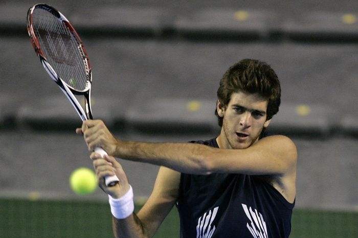 Argentinská jednička Juan Martin Del Potro v přípravě na finále.