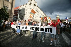 Demonstrace proti radaru v Praze 8. 7. 2008.