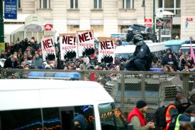 Demonstrace v centru Prahy.