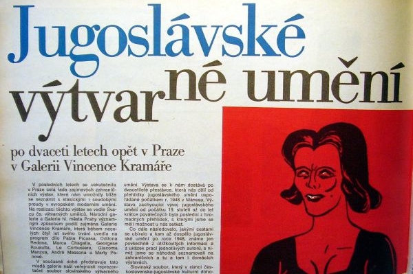 Pozvánka Květů na jugoslávské umění.