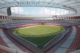 Visualizace nov&eacute;ho fotbalov&eacute;ho stadionu v Brně za Luž&aacute;nkami.