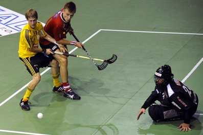 Momentka z florbalového utkání Czech Open.