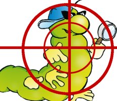 Maskot portálu je zelená stonožka s modrou baseballovou čepičkou.
