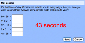 Pokud uživatel matematickým testem neprojde, Gmail poštu neodešle.
