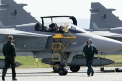 Stíhačka gripen na základně v Čáslavi