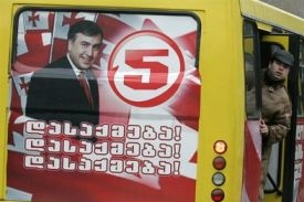 Předvolební poutač gruzínského prezidenta Saakašviliho.