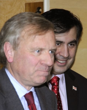 Saakašvili a šéf NATO Scheffer v Tbilisi.
