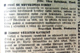 Dotazy a petice čtenářů Lidové demokracie.