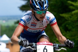 Kateřina Hanušová-Nashová, bronzová z ME v jízdě na horských kolech. Kateřina Hanušová-Nashová, bronzová z ME v jízdě na horských kolech.