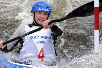 Kajakářka Štěpánka Hilgertová při kvalifikaci na olympijské hry.