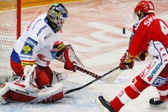 Českobudějovick&yacute; Roman Turek čel&iacute; n&aacute;jezdu sl&aacute;visty Davida Hru&scaron;ky