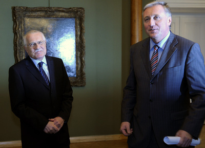 Prezident Václav Klaus a premiér Mirek Topolánek