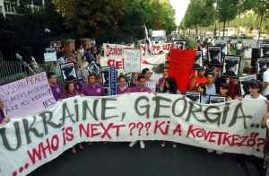 Protiruská demonstrace v Budapešti.