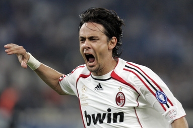 Střelec dvou branek AC Milán Felippo Inzaghi