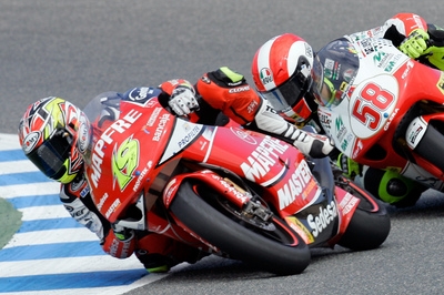 Alvaro Bautista a Marco Simoncelli při Velké ceně Alvaro Bautista a Marco Simoncelli při Velké ceně