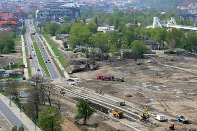 Rohanský ostrov - zatím se zde staví jen nová silnice.