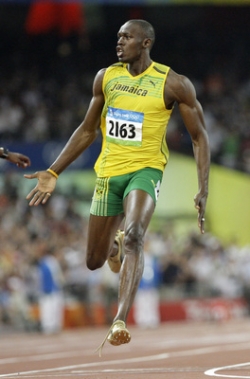 Usain Bolt během olympijského finále. Usain Bolt během olympijského finále.
