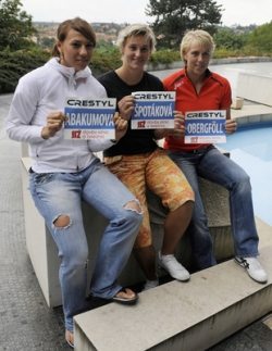 Trio hvězd olympiády. Zleva: Abakumovová, Špotáková a Obergföllová.