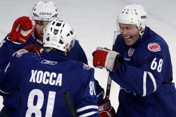 Jaromír Jágr během Utkání hvězd KHL na Rudém náměstí.