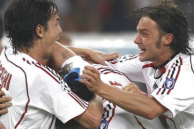Marek Jankulovski (vpravo) se raduje z vítězství v Lize mistrů