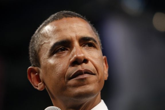 Barack Obama na volebním mítinku.