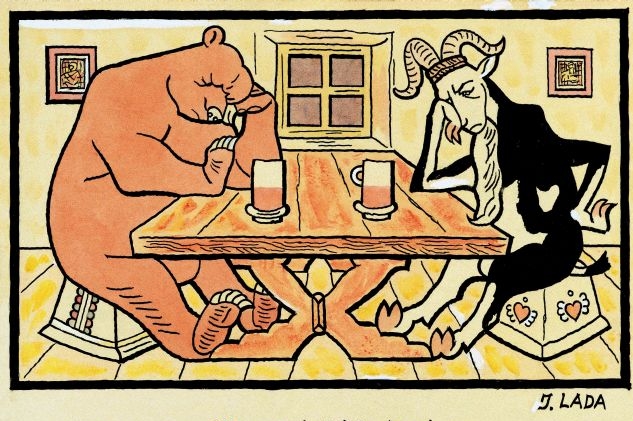 Ladova ilustrace k Erbenovým říkadlům vystavená v Olomouci. Ladova ilustrace k Erbenovým říkadlům vystavená v Olomouci.