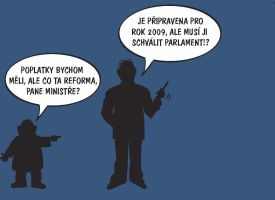 Siluety ministra Julínka a jeho mluvčího Cikrta