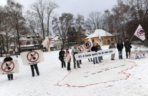 Lednová manifestace odpůrců radaru.