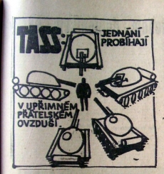 27. srpna 1968, moskevská jednání v karikatuře