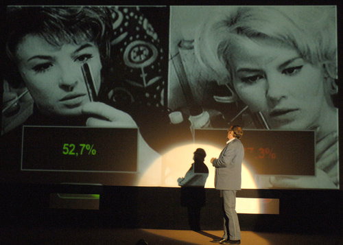 Generální zkouška filmu Kinoautomat v pražském kině Světozor.