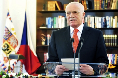 Prezident Václav Klaus s novoročním projevem.