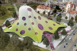 Návrh architekta českého původu Jana Kaplického a jeho britského ateliéru Future Systems Návrh architekta českého původu Jana Kaplického a jeho britského ateliéru Future Systems
