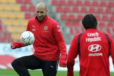 Útočník fotbalové reprezentace Jan Koller (vlevo).