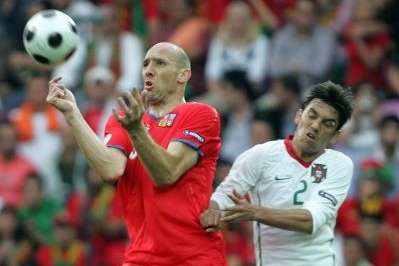 Jan Koller (vlevo) na Euru 2008. Jan Koller (vlevo) na Euru 2008.