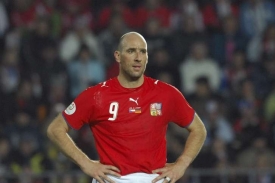 Jan Koller je&scaron;tě v dresu česk&eacute; reprezentace.